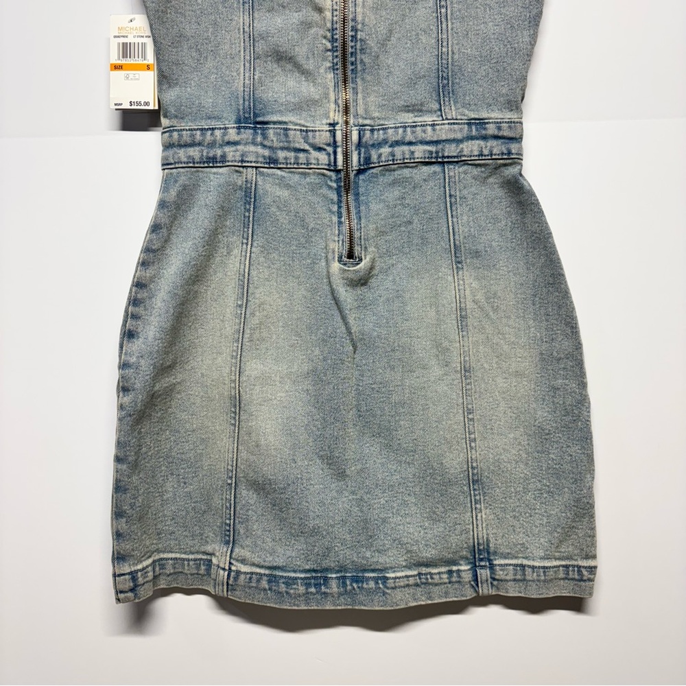 Michael Kors Women’s Button- Down Blue Denim Mini Dress - Picture 5 of 13